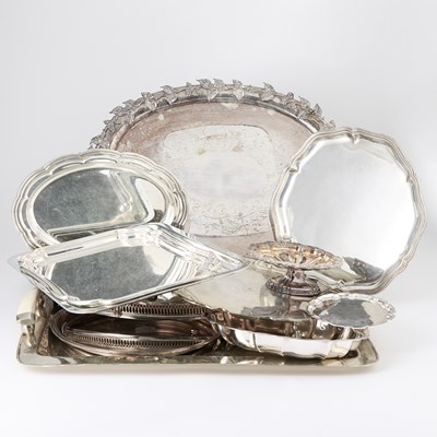 Lot 530 - Group of Silver Plated Trays and Platters