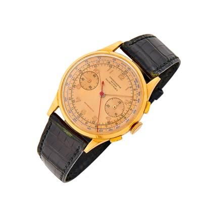 Lot 1057 - Chronographe Suisse Gold 'Ancre 17 Rubis' Chronograph Wristwatch