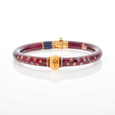 Lot 96 - La Nouvelle Bague Gold, Silver and Lacquer Bangle Bracelet