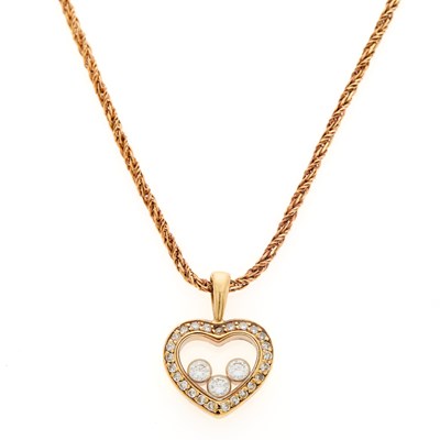 Lot 56 - Chopard Gold and Diamond 'Happy Diamonds' Pendant with Chain Necklace