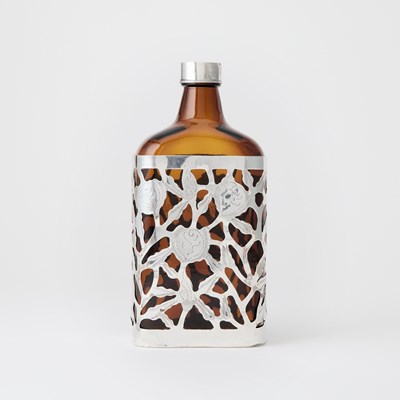 Lot 564 - Mexican Sterling Silver Overlay Glass Bottle