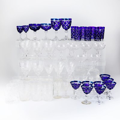 Lot 712 - Group of Clear and Colored Cut to Clear Glass Barware