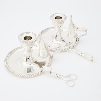 Lot 127 - Pair of George III Sterling Silver Chambersticks