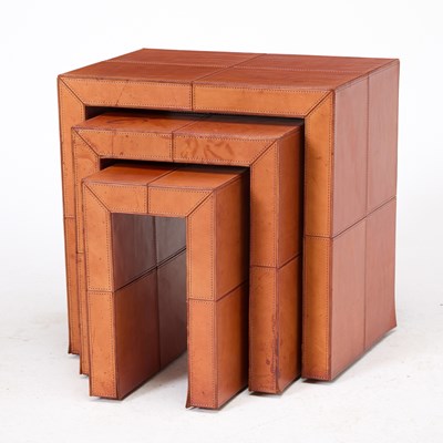 Lot 209 - Nest of Three Leather Clad Tables