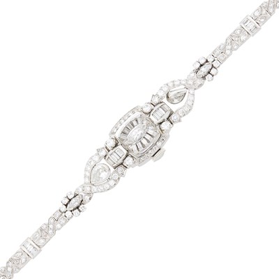 Lot 1170 - Hamilton Platinum and Diamond Bracelet-Watch