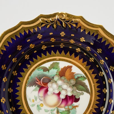 Lot 42 - English Gilt and Transfer Decorated Cobalt Ground Porcelain Partial Dessert Service