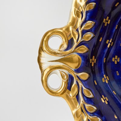 Lot 42 - English Gilt and Transfer Decorated Cobalt Ground Porcelain Partial Dessert Service