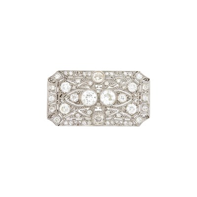 Lot 1136 - Platinum and Diamond Pendant-Brooch