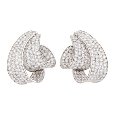 Lot 111 - Pair of White Gold and Diamond Earclips