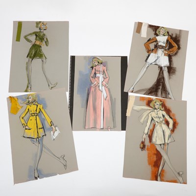 Lot 610 - Five stylish 1970 Edith Head costume designs