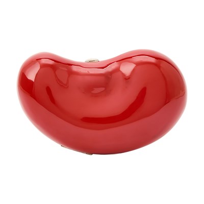 Lot 1178 - Tiffany & Co., Elsa Peretti Red Lacquer and Silver 'Bean' Clutch