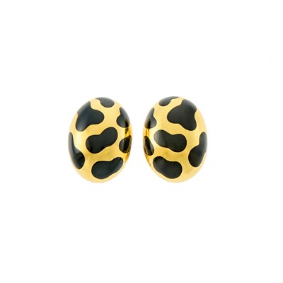 Lot 1106 - Angela Cummings Pair of Gold and Black Onyx Earrings