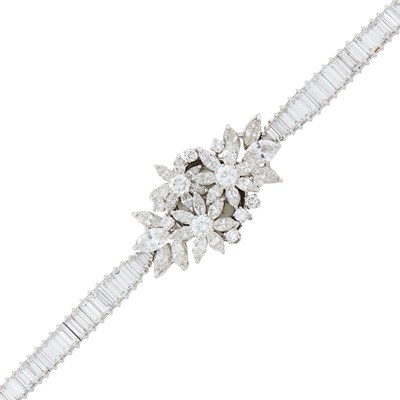 Lot 127 - Universal Geneve Platinum and Diamond Bracelet-Watch