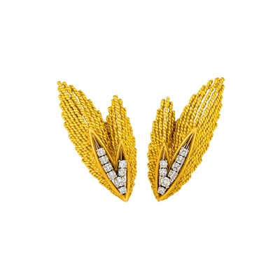 Lot 1112 - Cartier Pair of Gold and Diamond Earclips, France