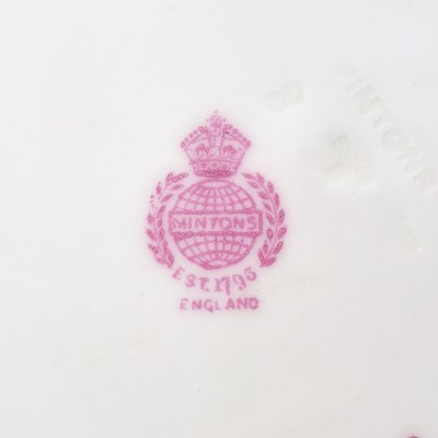Lot 43 - Assembled Mintons Porcelain 'Pink Cockatrice' Pattern Partial Dinner Service