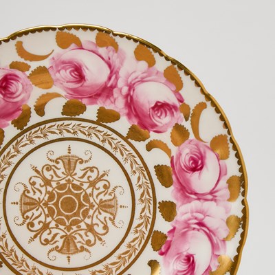 Lot 90 - Group of English Porcelain 'Cabbage Rose' Pattern Dessert and Tea Wares