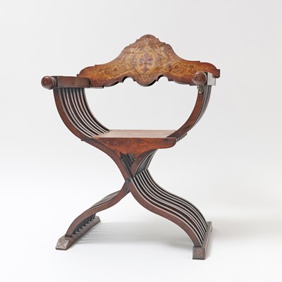 Lot 295 - Italian Renaissance Style Savonarola or Dante Style Arm Chair