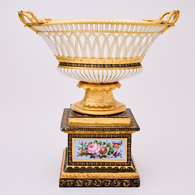 Lot 52 - Paris Porcelain Two-Handled Basket Centerpiece