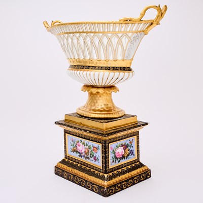 Lot 52 - Paris Porcelain Two-Handled Basket Centerpiece