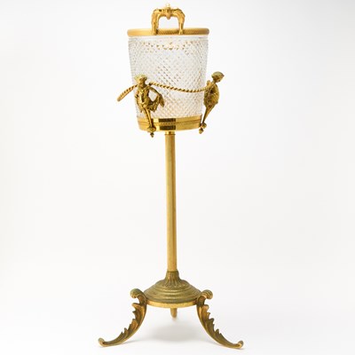 Lot 56 - French Napoleon III Style Gilt-Metal and Molded Glass Two-Handled Bottle Cooler on Stand