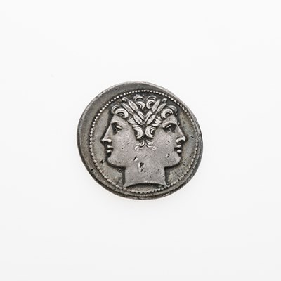 Lot 3 - Laureate Head of Janus. c. 225-212 B.C.E. AR Didrachm (6.63g, 24mm).
