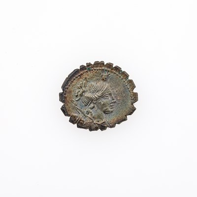 Lot 18 - A. Postumius A.f.Sp.n. Albinus. c. 81 B.C.E. AR Denarius Serratus (3.93g, 20mm).
