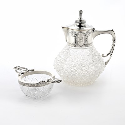 Lot 53 - Silver-Mounted Glass Decanter and Bowl