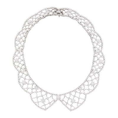Lot 117 - White Gold and Diamond Bib Necklace