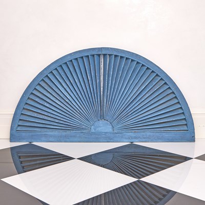 Lot 329 - Blue Painted Half-Round Window Pediment