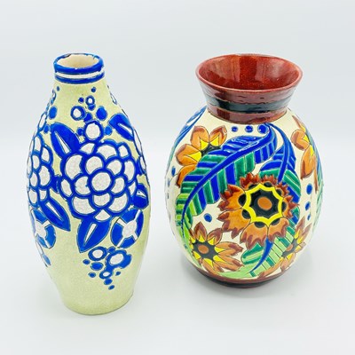 Lot 1066 - Two Charles Catteau for Boch Freres Art Deco Vases