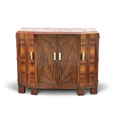 Lot 1063 - Art Deco Hardwood Marble Top Bar Cabinet
