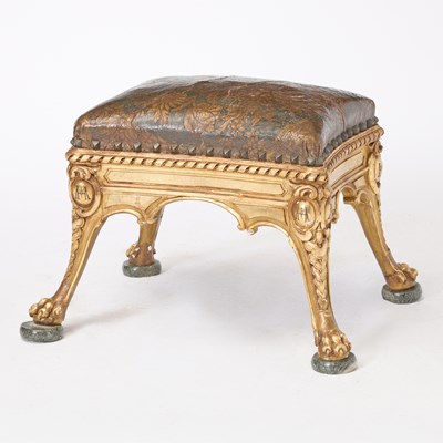 Lot 273 - French Leather Upholstered Giltwood Tabouret