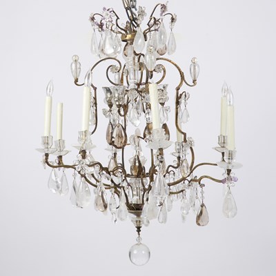 Lot 589 - Louis XIV Ormolu and Rock Crystal Eight-Light Chandelier