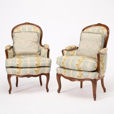 Lot 551 - Pair of Louis XV Beechwood Bergères en Cabriolet