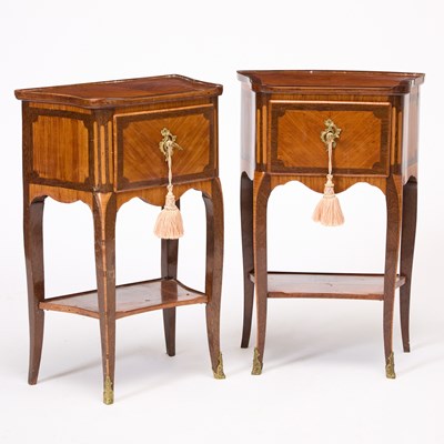 Lot 550 - Pair of Louis XV Tulipwood and Amaranth Bedside Commodes