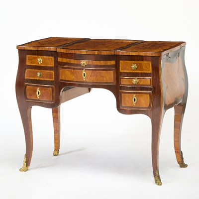 Lot 60 - Louis XV Tulipwood, Kingwood, Amaranth and Fruitwood Marquetry Table de Toilette