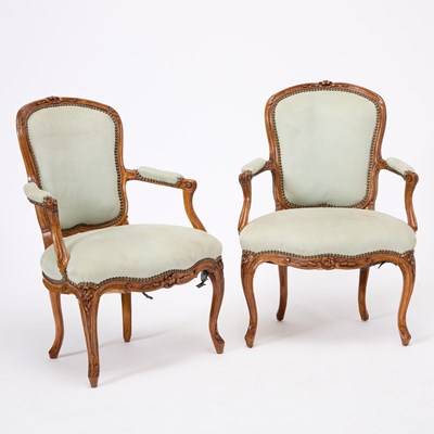 Lot 182 - Pair of Louis XV Beechwood Fauteuils en Cabriolet