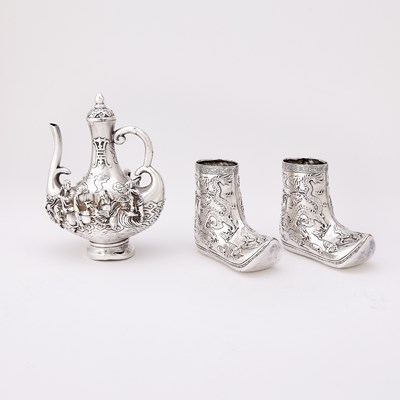 Lot 36 - Group of Asian Low Grade Silver Table Articles