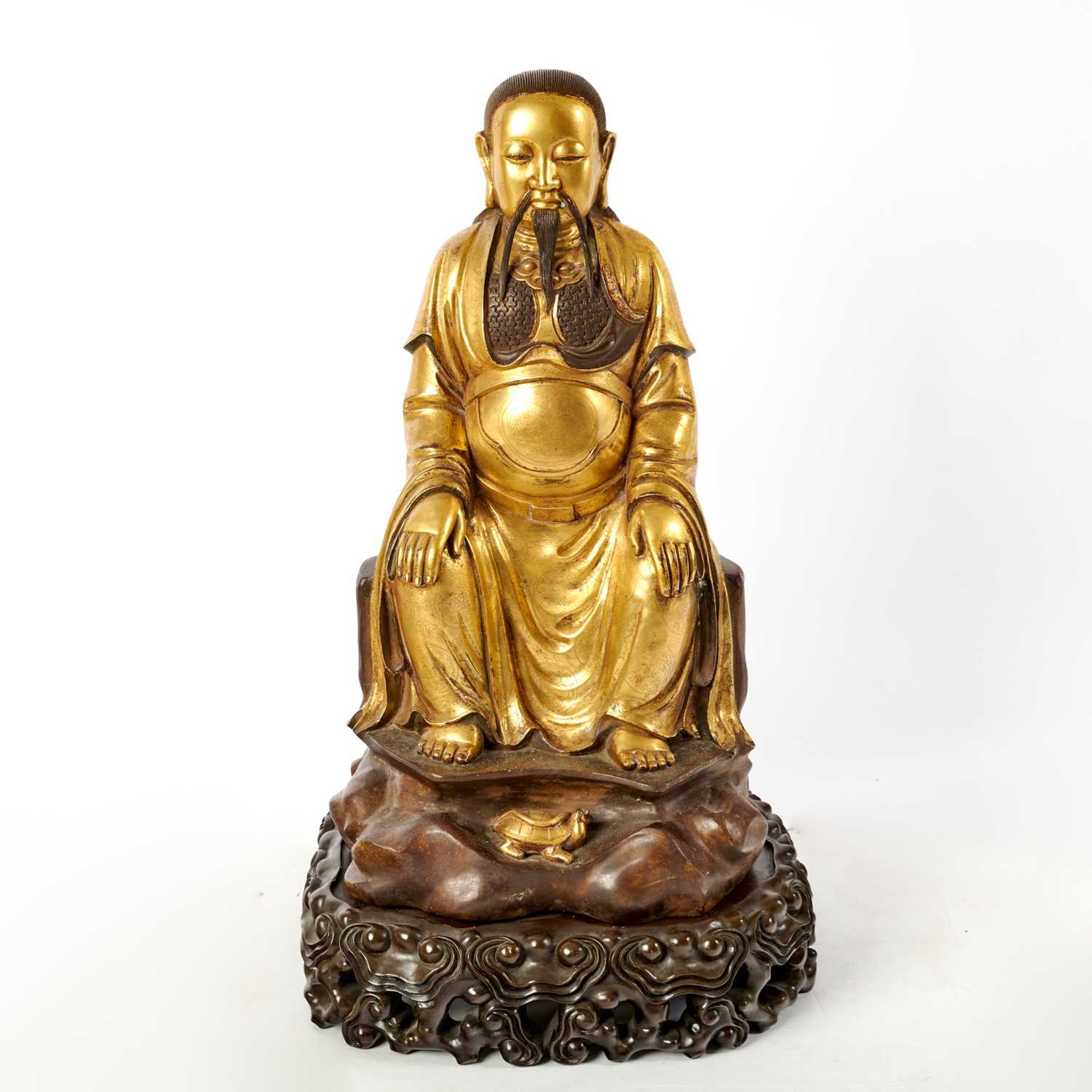 Lot 66 - A Large and Heavily-Cast Chinese Gilt Bronze Seated Daoist Figure