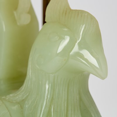 Lot 20 - A Chinese Pale Celadon Jade Carving of a Phoenix
