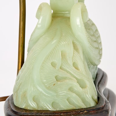 Lot 20 - A Chinese Pale Celadon Jade Carving of a Phoenix