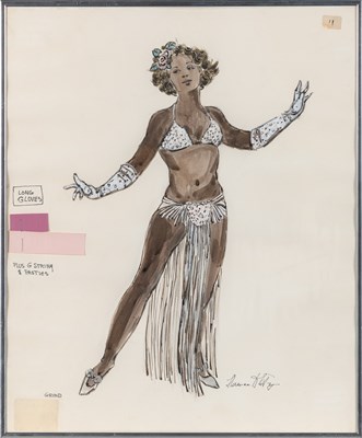 Lot 553 - Florence Klotz, Design for "Grind," framed