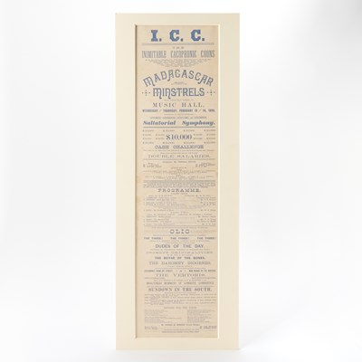Lot 640 - An 1889 Minstrel Broadside for a performance at the Boston Music Hall