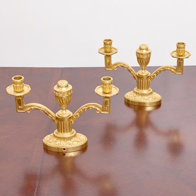 Lot 239 - Pair of Louis XVI Style Gilt-Bronze Two-Light Candelabra