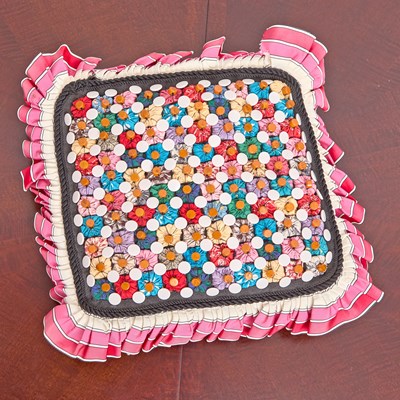 Lot 228 - Modern Multicolored Tufted Button Pillow