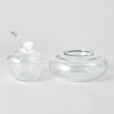 Lot 237 - Baccarat Glass 'Vesuvius' Pattern Caviar Bowl and a Lalique Molded Glass 'Igor' Pattern Caviar Bowl