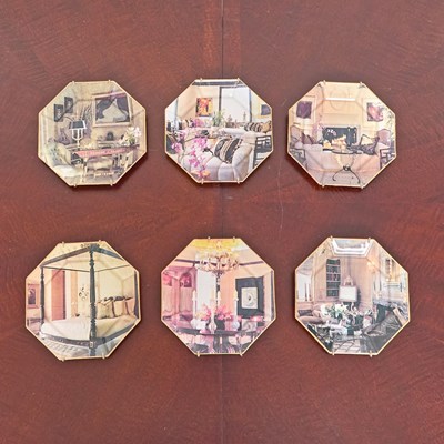 Lot 206 - Six Octagonal Wall Hanging Porcelain Plates with Photographs of Mary Tyler Moore's Apartment