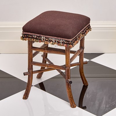 Lot 312 - Victorian Bamboo Upholstered Stool