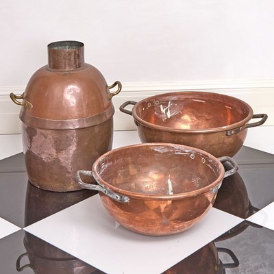 Lot 313 - Three Large Copper Pots