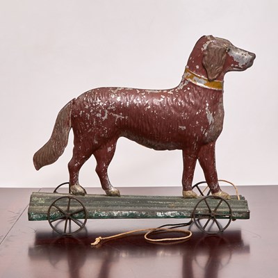 Lot 331 - Victorian Painted Metal Dog Pull Toy